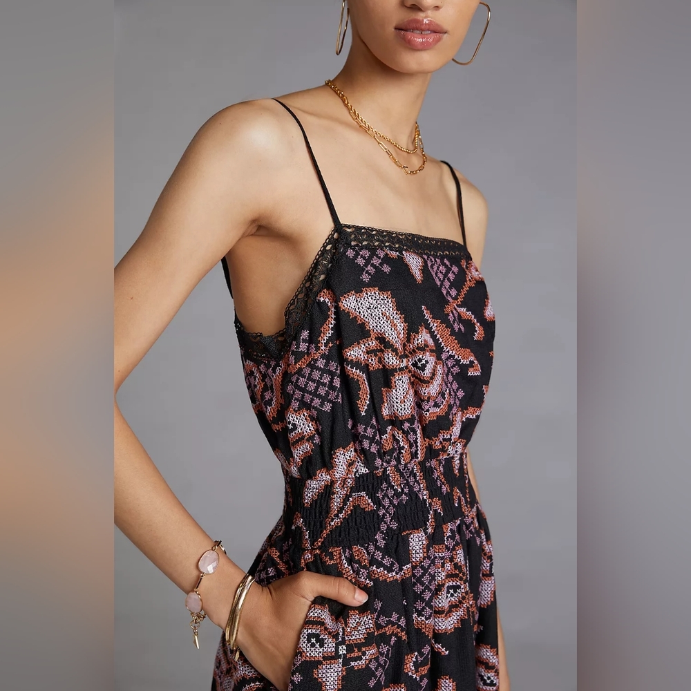 Anthropologie embroidered black motif dress - Picture 4 of 17